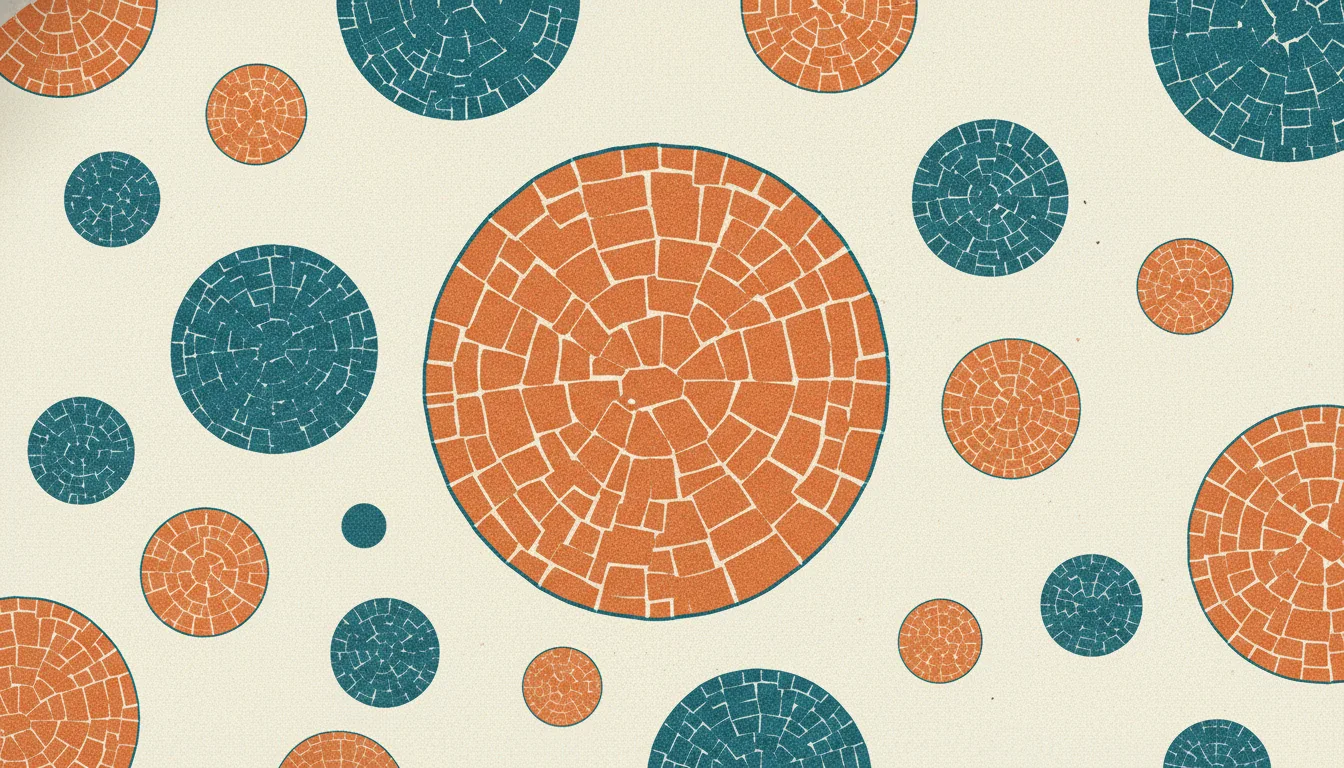 Mosaic medallions of different sizes representing uneven, shifting search market shares